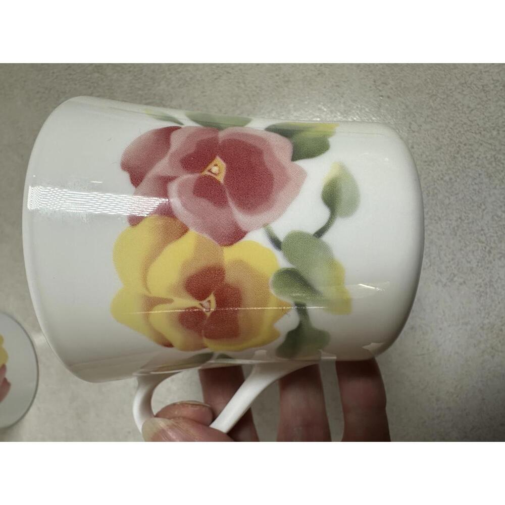VTG Corelle Corning Summer Blush Pansy Coffee Mugs Set of 3 USA - Picture 8 of 8